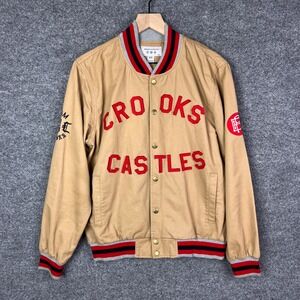 Crooks & Castles Letterman Varsity Jacket Red Beige Logo Size S/P Men's‎